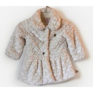 Juicy Couture Coat Toddler Size‎ 3T Off White Soft Faux Fur Button-Up